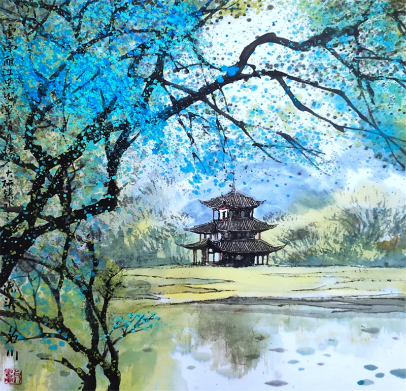 今日聚焦《临英国水彩画》 1992年   《谈心》 1997年   《云南丽江